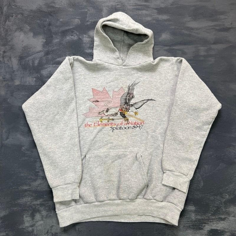 Vintage 5Platoon 8947 Canadian Navy Hoodie Mens Large Gray 1970s